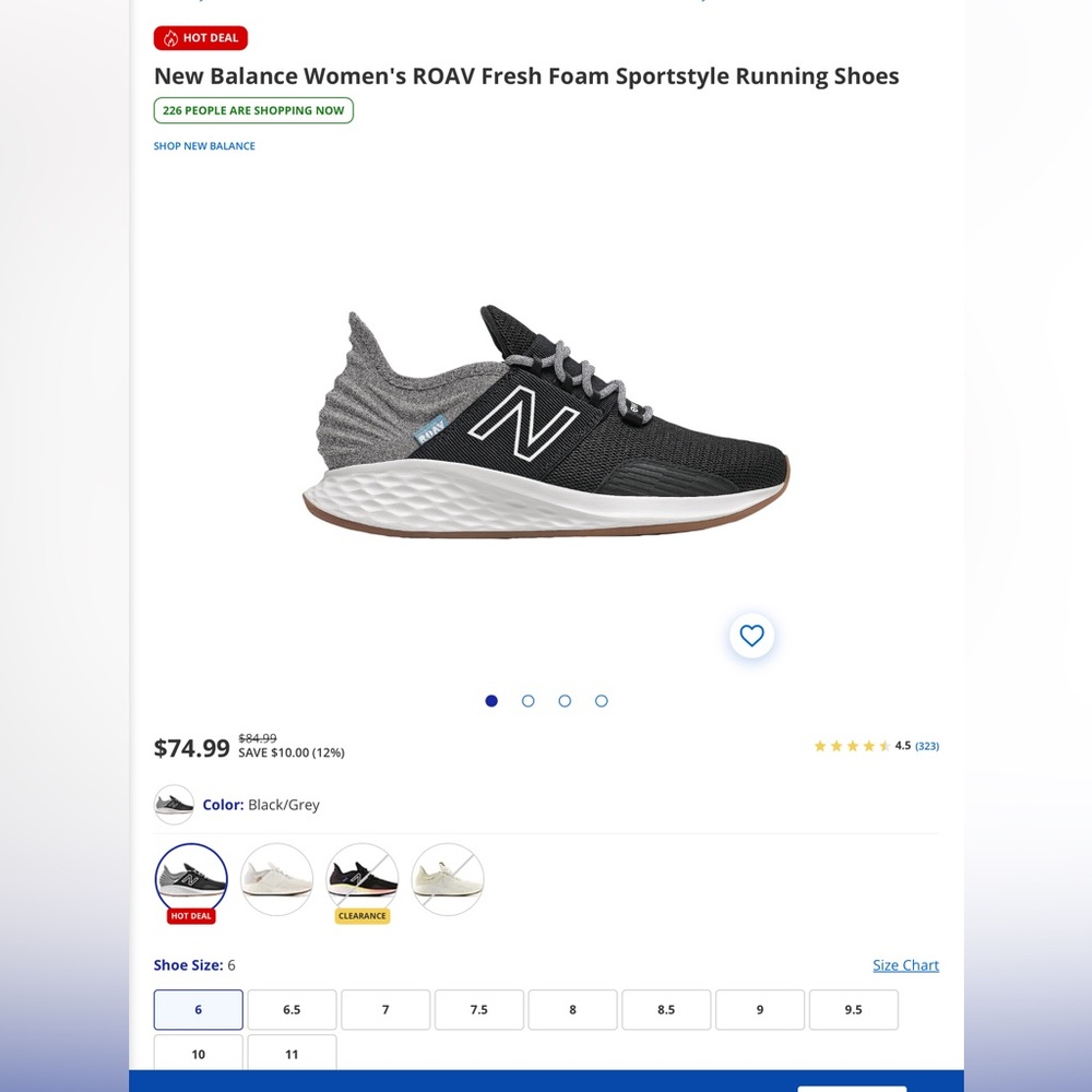 New Balance Fresh Foam Roav Running Shoe | Women | heather grey and black